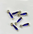 Blue teardrop crystal and clear zircon gemstones in gold settings for nail art - Gold Base Waterdrop Blue Gemstone Parts