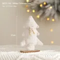 Árbol de Navidad de tela a rayas blancas con estrella de madera y base decorativa - WZ21-102 Árbol de Navidad Blanco