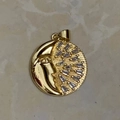 18K gold plated celestial sun and moon pendant with shimmering micro-set crystals - Sun Face Zirconia Style