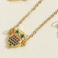 Collier pendentif hibou doré avec gemmes colorées et yeux en cristal vert - Collier Hibou Petits Yeux (XL2700)