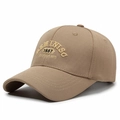 Khaki structured baseball cap with 1987 embroidery and premium canvas texture - Adjustable / Deep Beige