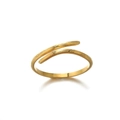 Adjustable golden snake ring featuring double layered curved geometric lines with textured finish - JZ4858G Double Layer Wrap Relief / Gold