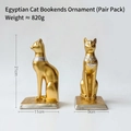 Sujetalibros de gato egipcio dorado con jeroglíficos y detalles de collar plateado - Sujetalibros de Gato Egipcio Dorado