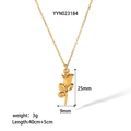 Dettaglio del ciondolo a rosa 3D placcato oro 18K con dimensioni e peso specifici - Stile Rosa 3D (YYN023184)