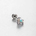Star-shaped titanium steel ear stud with iridescent gem and screw back fastening - Iridescent Pentagram Style (A139-6#)