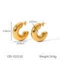 Especificaciones detalladas de los pendientes de aro de acero de titanio dorado - Mediano 3.04cm / Dorado (OD-E10110)