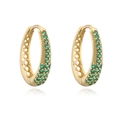 Luxury gold hoop earrings with multi-row emerald green crystals and hollow U-shape design - Oval 1 Pair / Gold Green Zirconia