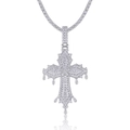 S925 sterling silver dripping cross pendant with white zircons on a silver tennis chain - Drip Cross