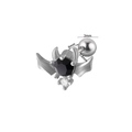 Orecchino a perno stile pipistrello in acciaio con pietra nera e barra da 6 mm - 0.8x6x3mm / Pipistrello - Nero