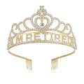 Tiara dorata con scritta I'M RETIRED e strass per decorazioni di feste di pensionamento - Oro Bianco