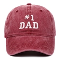 Casquette de baseball bordeaux délavée vintage avec broderie blanche #1 DAD cadeau - Bordeaux