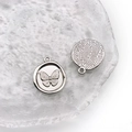 Klassischer Silber-Schmetterlingsanhänger für DIY-Schmuck mit strukturierter Rückseite - Silber Ganzmetall Schmetterling / 18x21mm