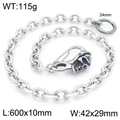 Silver punk skull head wallet chain with circular ring clasp for biker fashion - Style E Skull Buckle (60cm)