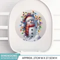 3D Kerst sneeuwpop toiletdeksel sticker met gekleurde lichtjes, 27x27.5cm - Sneeuwpop