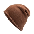 Minimalist winter knit beanie in dark brown featuring a soft rabbit hair texture - One Size / Coffee