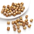 Natural light brown wood cylinder beads for DIY jewelry making on white background - Golden Sandalwood