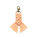 Handgefertigter gewebter Baumwoll-Quasten-Schlüsselanhänger in Pfirsichorange mit Clip - 2.5*13cm / Hellrosa