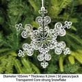 Adorno copo de nieve transparente de 105mm para árbol de Navidad, pack de 50 piezas festivas - Copo de Nieve de Corazón 105mm