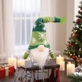 Gnome candy jar with green snowflake knit hat and white beard Christmas decoration - Green Snowflake Hat/White Long Beard / Green