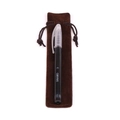 Black gel pen with a brown velvet drawstring storage pouch on a clean white background - Coffee Brown; 3.5*17.5cm