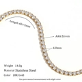 Collana tennis in acciaio inossidabile placcato oro 18K con zirconi AAA da 4mm - Collana Zirconia 4mm (40+5cm) / Oro