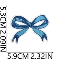 Blue bow embroidered patch with precise 5.9cm x 5.3cm size measurement on white background - Blue Bow