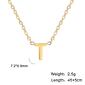 18k gold plated stainless steel initial T pendant necklace with 45cm adjustable chain - Letter T