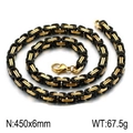Chaîne de collier à mailles carrées bicolore noir et or 6mm, longueur de 450mm - 45cm / Noir/Or Bicolore (KN111954-Z)