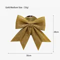 Medium 30cm gold glitter Christmas bow ornament for holiday tree topper decoration - Medium Gold Bow Knot