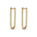 Orecchini a cerchio minimalisti a forma di U ovale lunghi con finitura dorata - L / Oro 18K