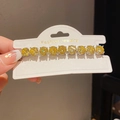Detail of French style bracelet with amber yellow round crystals in silver prong setting - 13# Bracelet - Yellow - Round