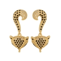 Detail of leopard head earrings with micro-pave crystals and polished gold finish - Gold Leopard Head