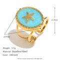 18K vergulde roestvrijstalen zeester ring met een ovaal oliegedruppeld ontwerp - Ovaal Emaille Zeester Open Ring (Goud)
