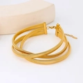 Three-layer gold striped stainless steel collar necklace with a spiral texture finish - Gold