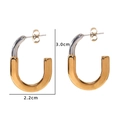 Minimalist two-tone 18K gold and silver U-shaped stainless steel earrings measuring 3.0x2.2cm - 18K Gold Stainless Steel / Gold and Silver Two-tone