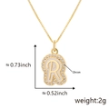 Collana con pendente lettera R dorata, bordo in zircone e specifiche tecniche delle misure - R Oro Ciondolo Solo (Senza Catena)