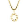 Elegant gold plated titanium steel box chain necklace with a pearl inlaid letter O pendant - Letter O - Gold
