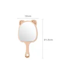 Handheld wooden makeup mirror with bear ears and heart cutout handle, 12cm width - Cute Bear/Small