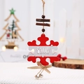 Red and silver wooden snowflake ornament with bell and SNOW engraving for Christmas tree - Snowflake Style