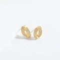 French vintage style golden claw earrings with pavé set crystals on a white background - Hollow Out / Gold