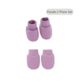 Infant 2-piece set with light purple cotton knitted baby mittens and foot covers - Light Purple (Mittens & Booties)