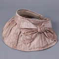 Détail de chapeau de soleil rose avec grand nœud et tissu texturé anti-UV élégant - M(56-58cm) / Rose