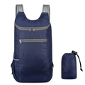 Navy blue lightweight foldable travel backpack with matching compact storage bag - Navy Blue