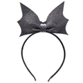 Detail of black glitter bat wing headband with white eyes for Halloween party hair accessory - 52# Glitter Bat Black