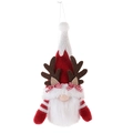 Gnomo di Natale in peluche con cappello da renna rosso e barba bianca da appendere - Pendenti a forma di corna rosse / Rosso