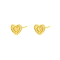 Polished and textured gold-tone s925 silver multi-layered heart stud earrings - Heart Shape Style (E3850) / 925 Silver / Gold