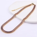 Elegant gold necklace featuring square purple zircon gemstones and an adjustable lobster clasp - Purple