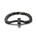 Pulsera bizantina negra para hombre en acero inoxidable con un dije de cruz moderna - Negro (KB124342-KFC)