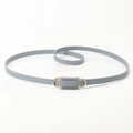 Gray blue skinny belt for women with elegant golden double ring buckle design - Sky Blue