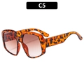 Oversized irregular square tortoise shell sunglasses with dark gradient brown lenses - Leopard Frame / Tea Lens